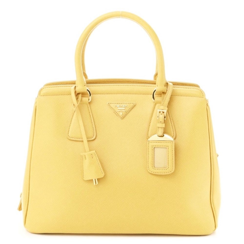 Authentic Prada Saffiano Lux Parabole Yellow Tote